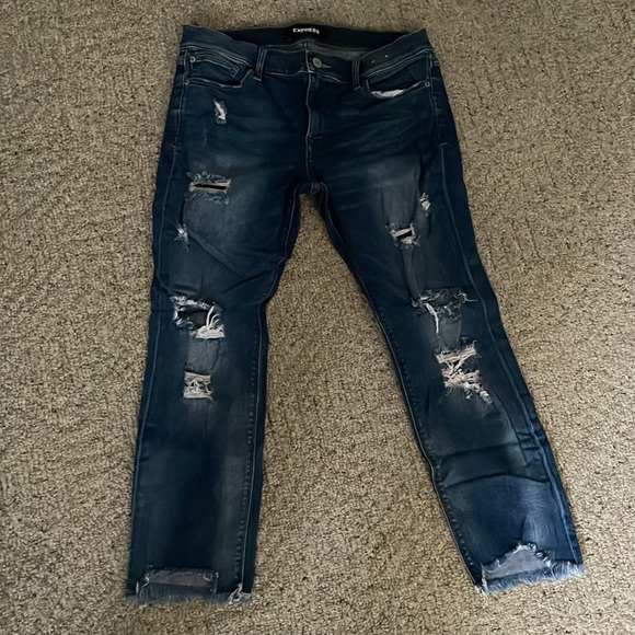 Express Stretch+ Performance Destructed Mid-rise Skinny Jeans Sz 12 - Picture 4 of 10